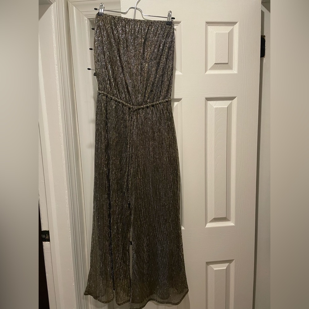 Metallic jumpsuit in gold multi